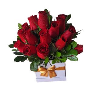 Caja box de rosas rojas