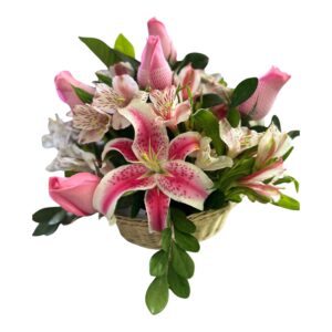 Canasta de Rosas Rosadas